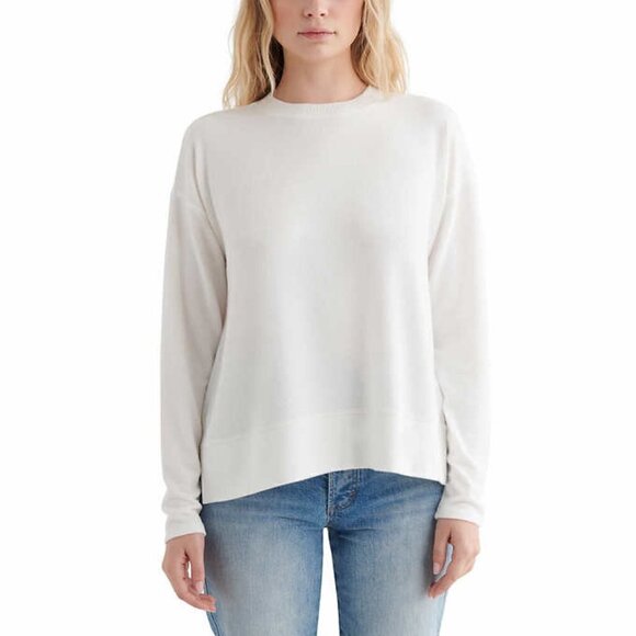 Lucky Brand Marshmallow Cream Casual Crewneck Top Long Sleeves - Picture 1 of 4
